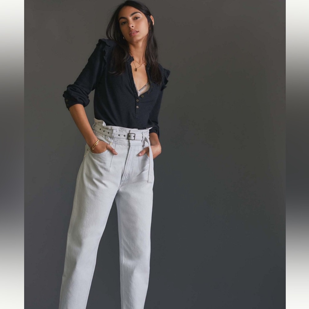 Pilcro Black Ruffled Button-Down Shirt - Picture 3 of 16